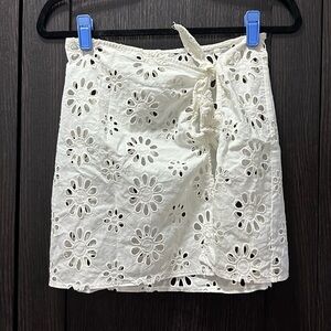 White Eyelet Floral Embroidered Beach Swimsuit Coverup Skirt